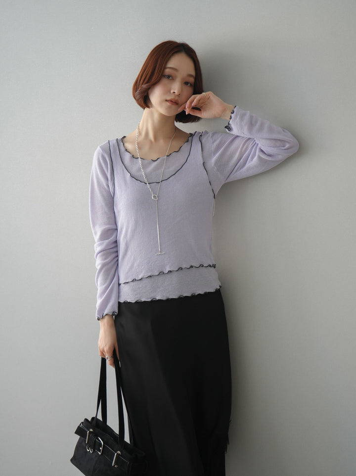 [SET]センターシームフレアパンツ+サテンライクアシメレーススカート(2set)