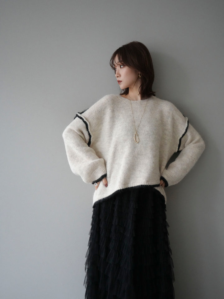 【套裝】雙色疊層針織套頭衫+自選配件套裝（2套）