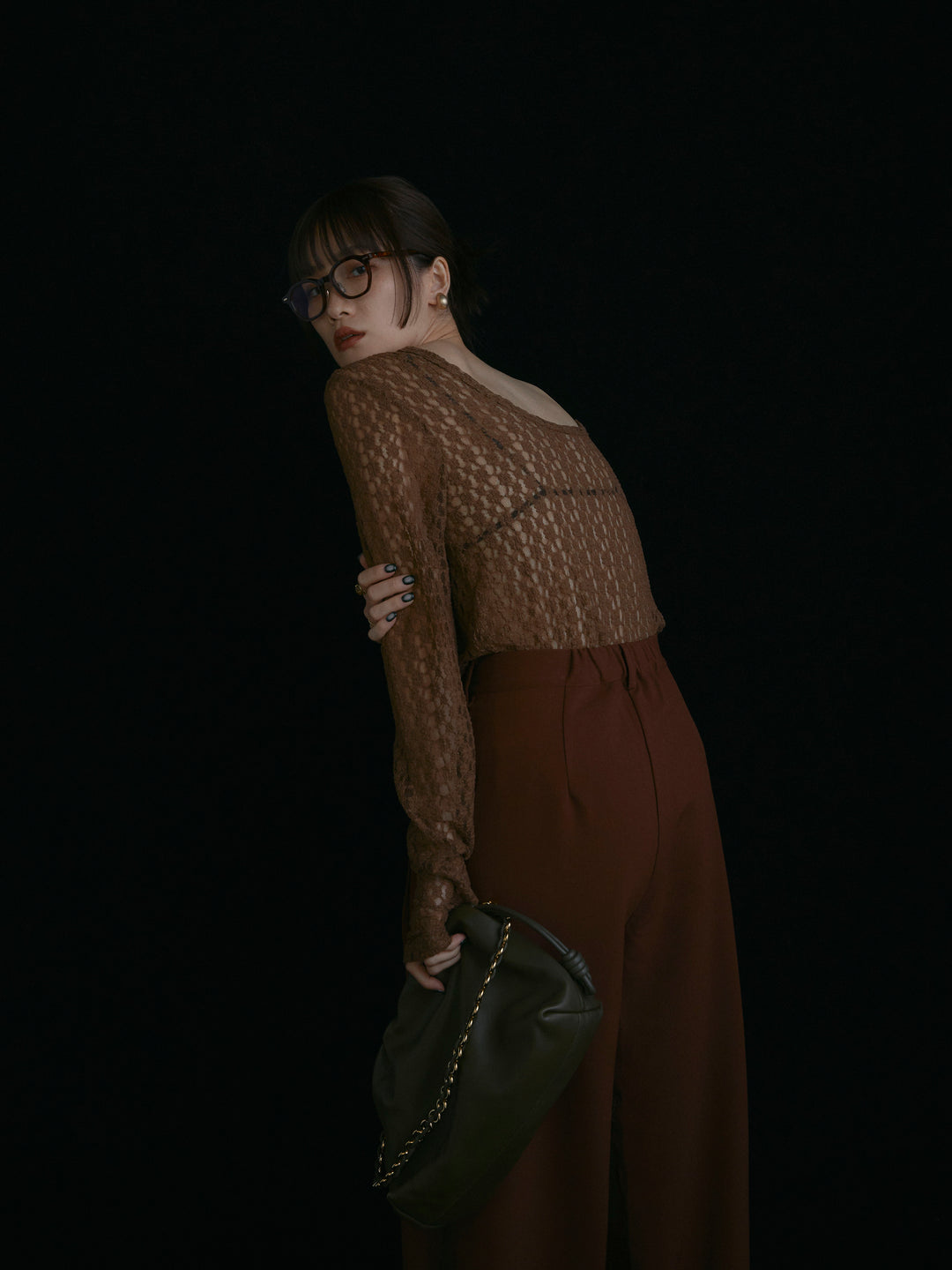 [予約]バックラウンドレーストップス/ブラウン