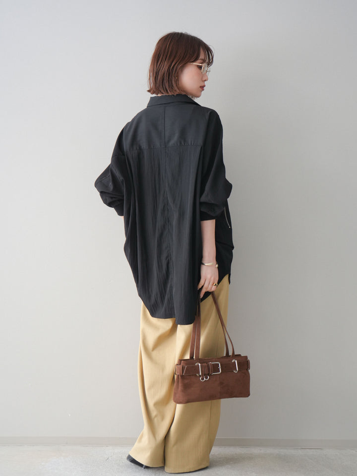 [予約]異素材ドッキングメニータックワイドパンツ/beige