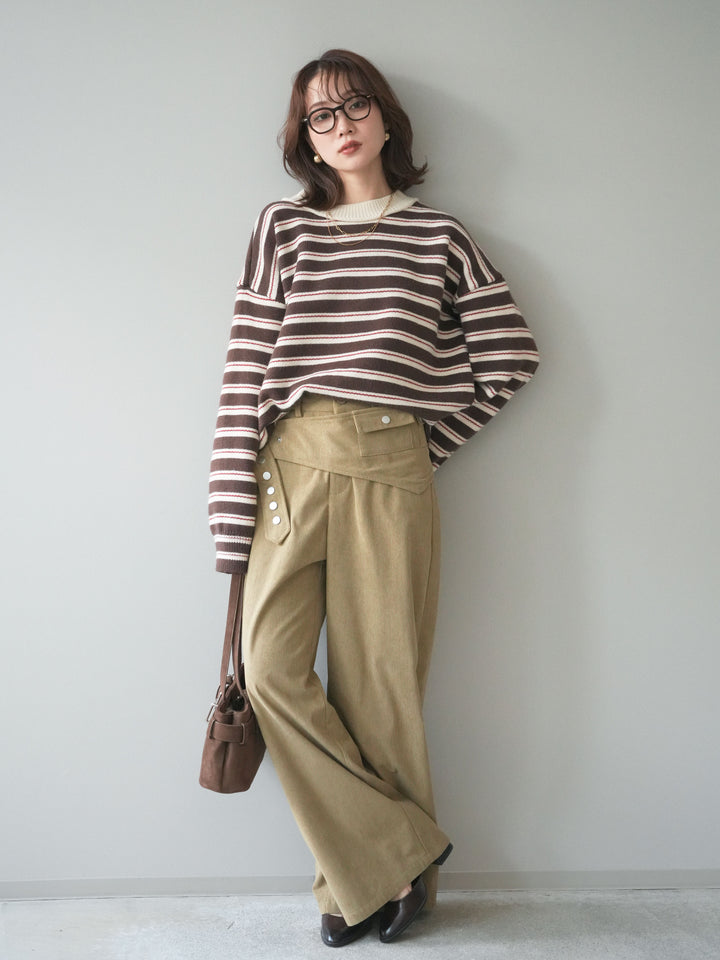 [予約]コーデュロイ巻きベルト付きパンツ/beige