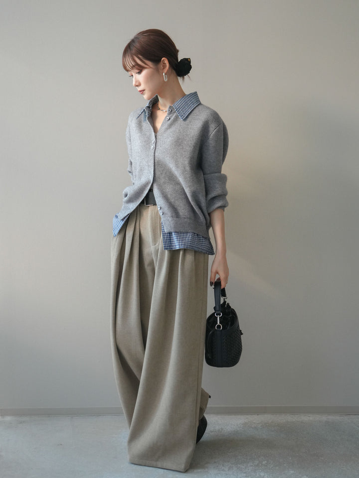 [予約]ベルトデザインループコールテンワイドパンツ(ベルト付き)/beige