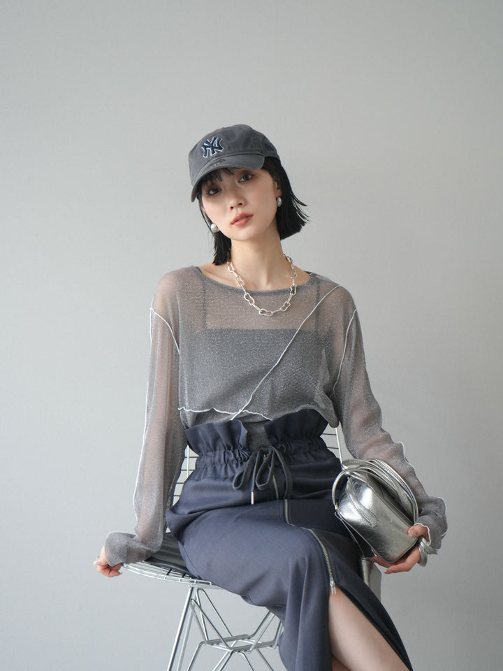 [予約]ラメシアーバイカラーメロープルオーバー/チャコール