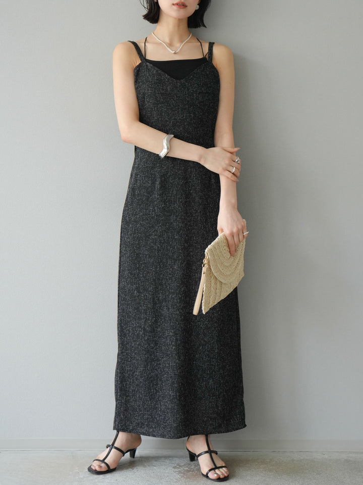 [預購] 夏季粗花呢露背吊帶洋裝/黑色