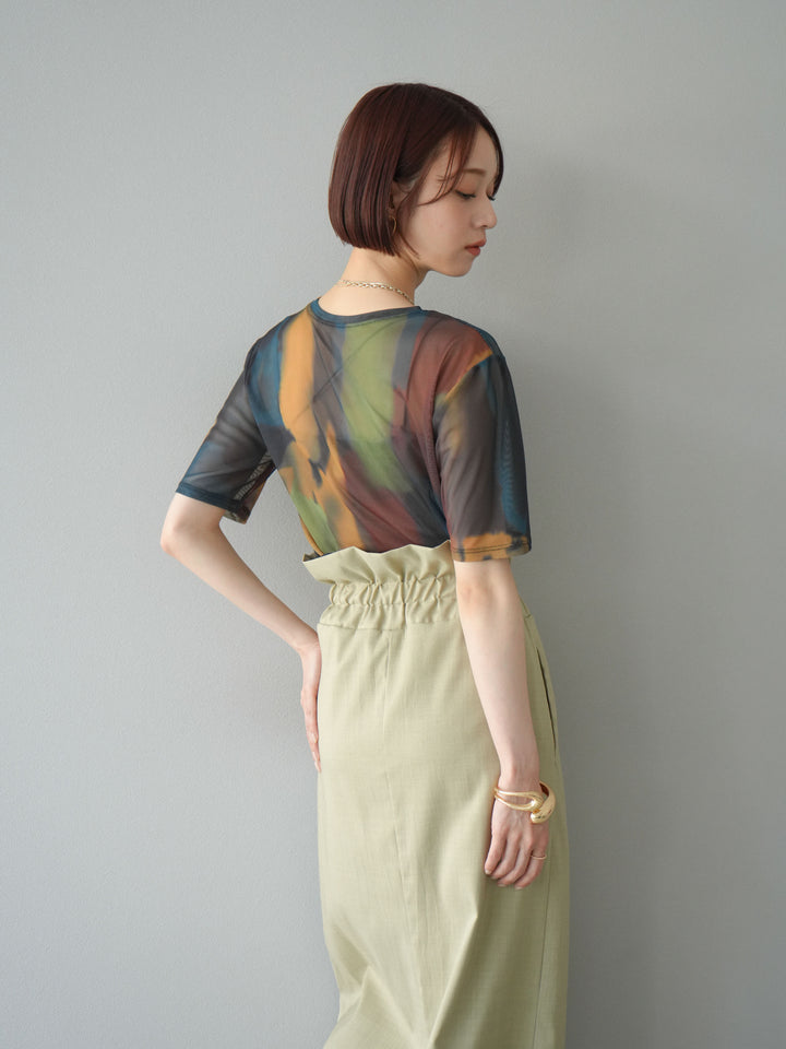 [套裝] 水彩藝術透視T卹 + Heather Ester 褶皺拉鍊裙 (2套)