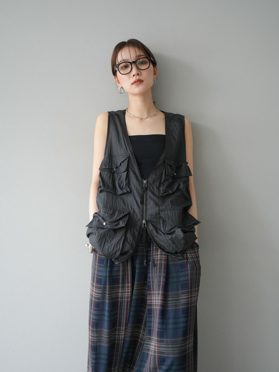 [予約]ナイロンBIGポケットシアーベスト/チャコール