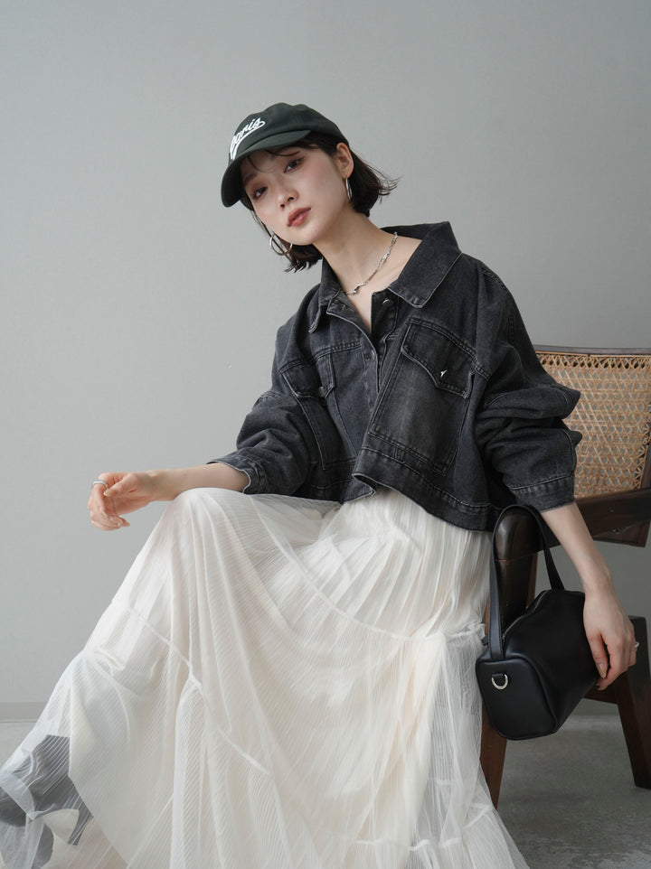 [予約]デニムショートシャツジャケット/black