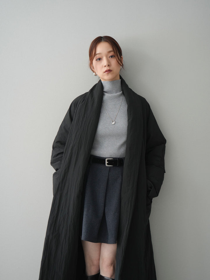 [SET]ロングダウンコート+ベルト付きタックミニスカート(2set)
