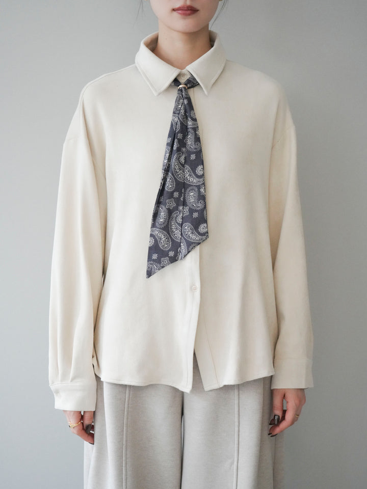 [予約]スカーフ付きスエードシャツ/ivory