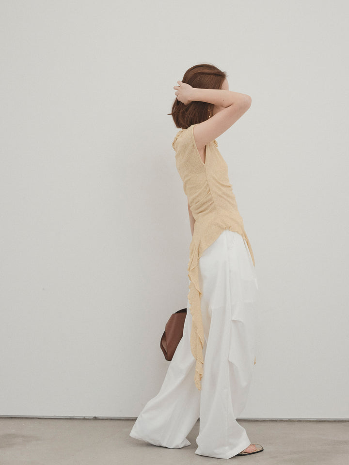 [預購] Design Loop 側邊褶褲/白色