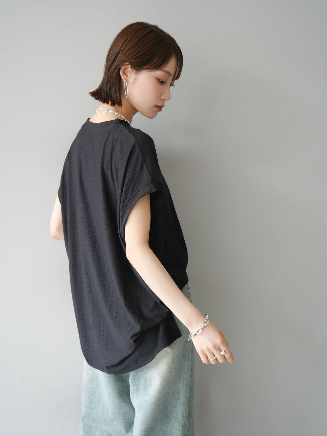 [Pre-order] Cut Lace Over T-shirt/Black