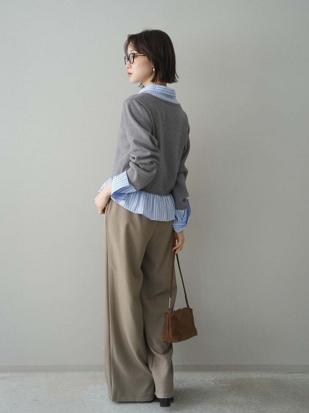 [予約]ベルト付キーホルダーモチーフワイドパンツ/mocha