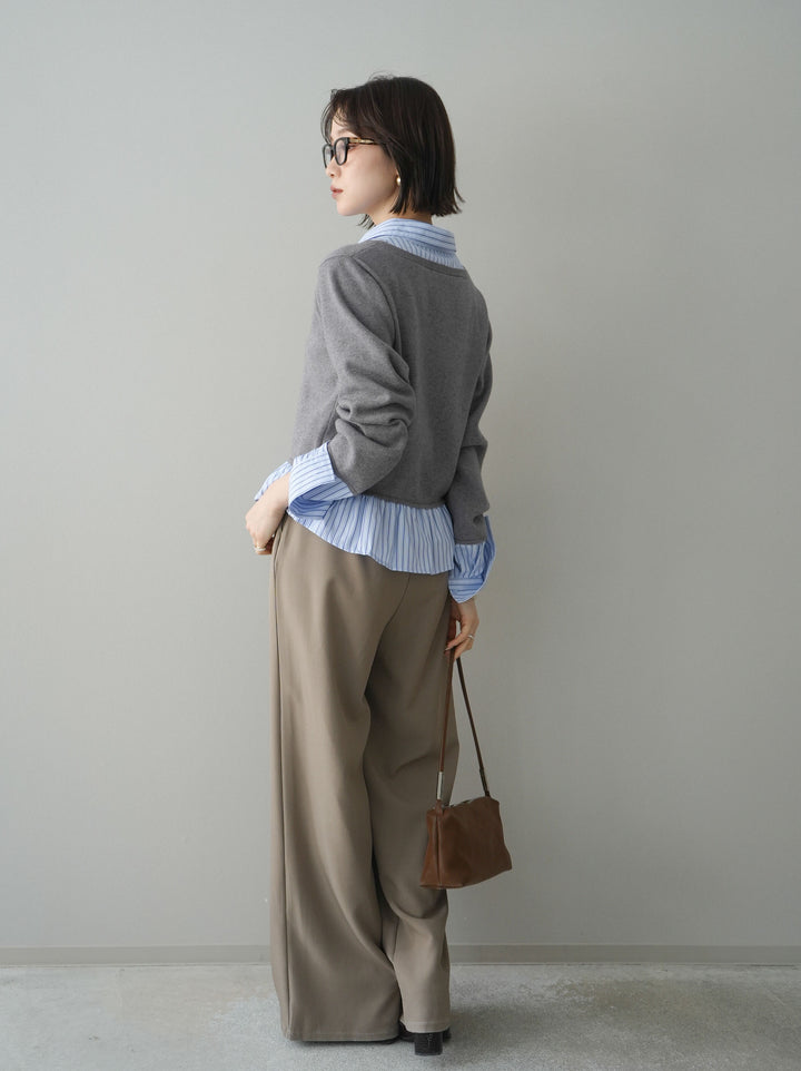 [予約]ベルト付キーホルダーモチーフワイドパンツ/mocha