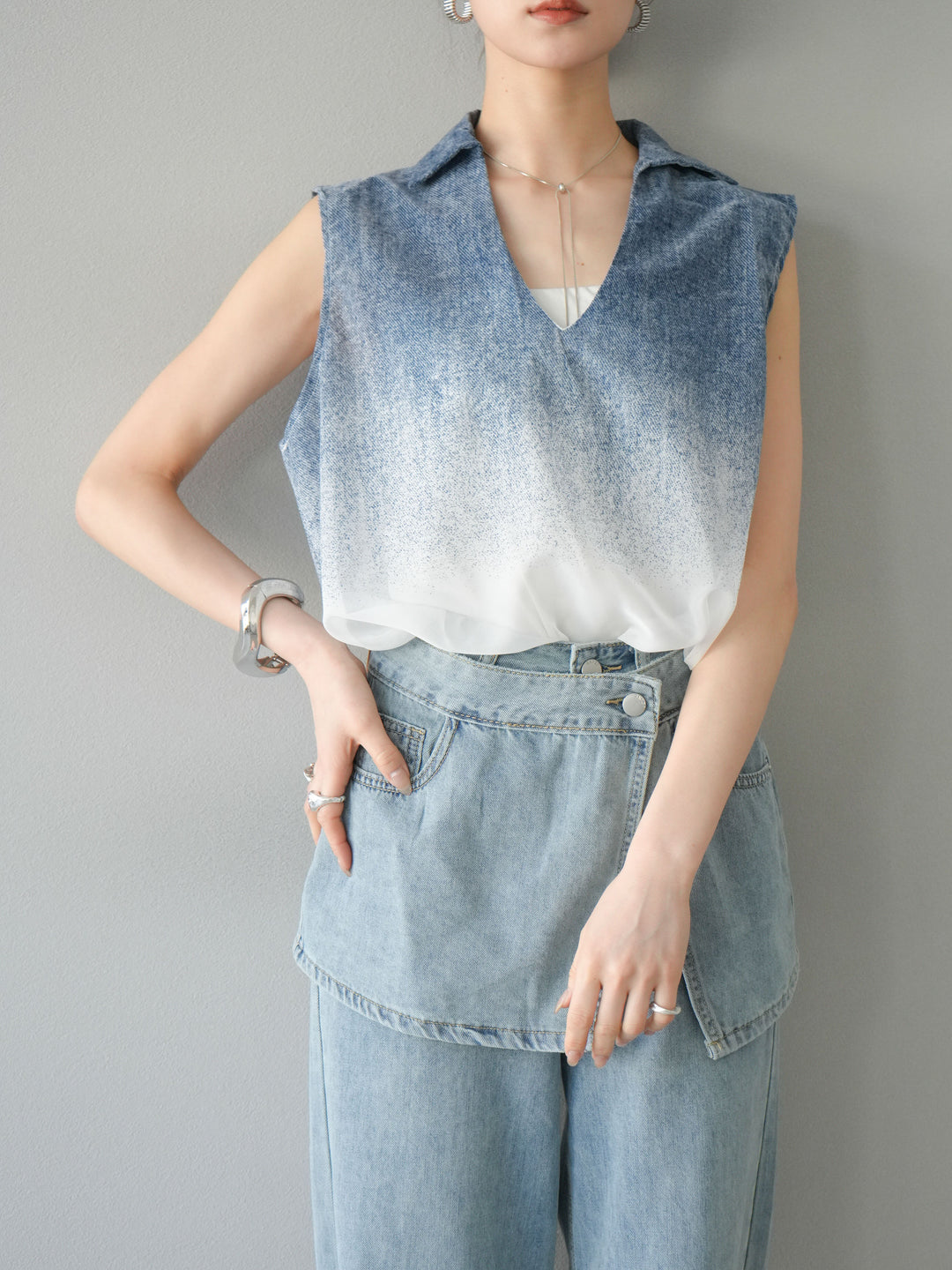 【預購】染色漸層船長襯衫/藍色