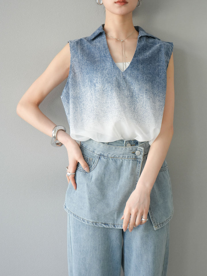 【預購】染色漸層船長襯衫/藍色