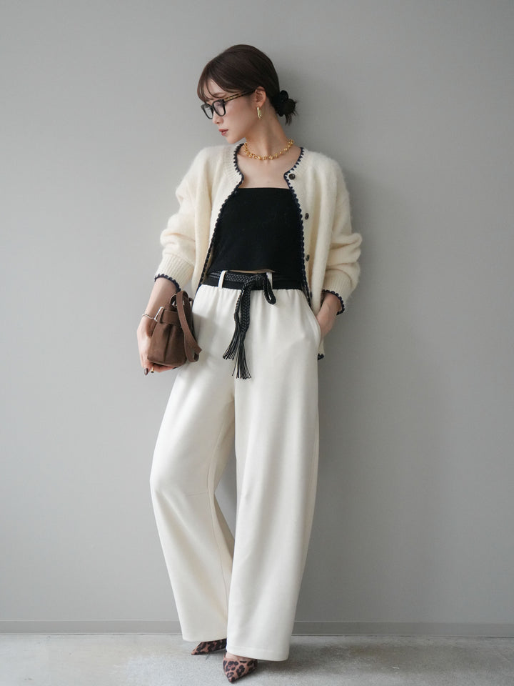 [SET]編み込みベルト付きウエスト配色スエットパンツ+編み込みベルト付きウエスト配色スエットパンツ(2set)