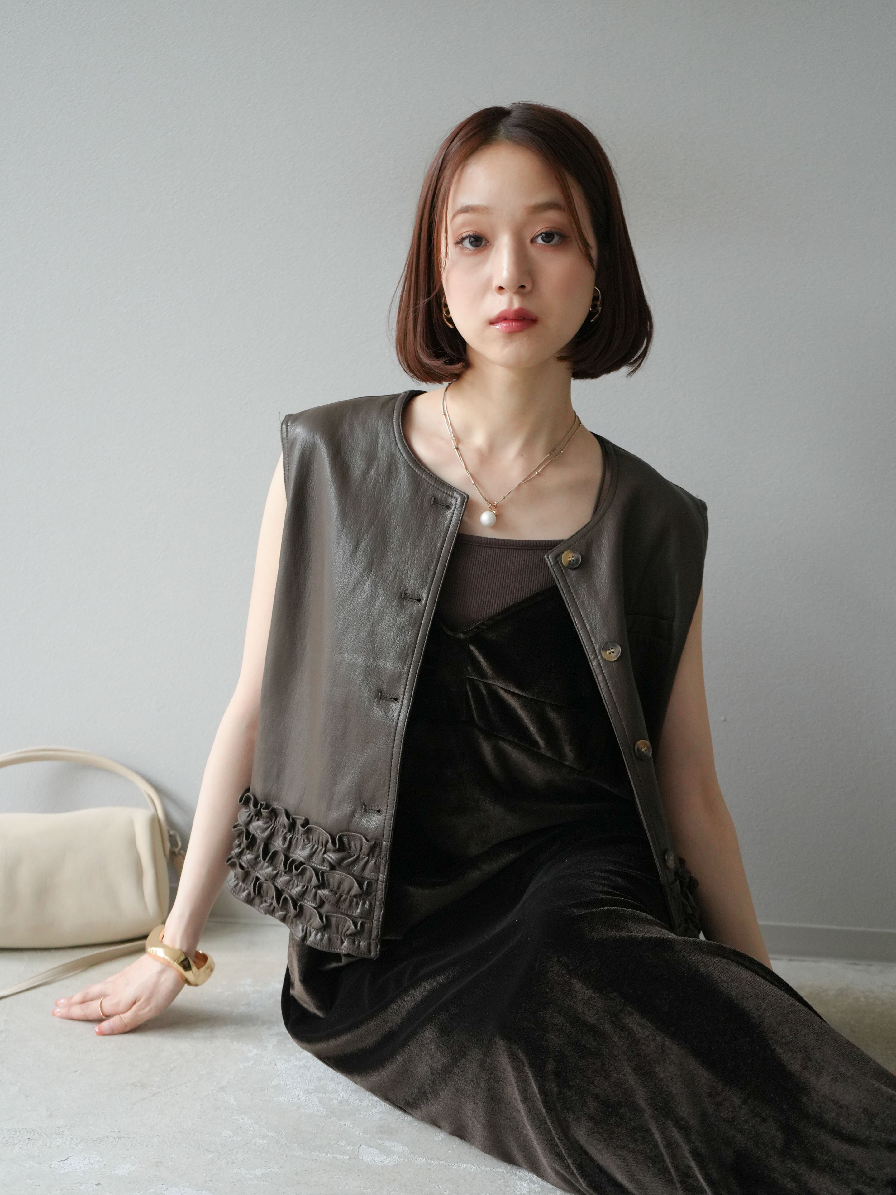 即完　ココディール　ベロアビスチェキャミソール　ブラウン　25AW ベロアビスチェキャミソール｜PETAL ONLINE（ペタルオンライン）