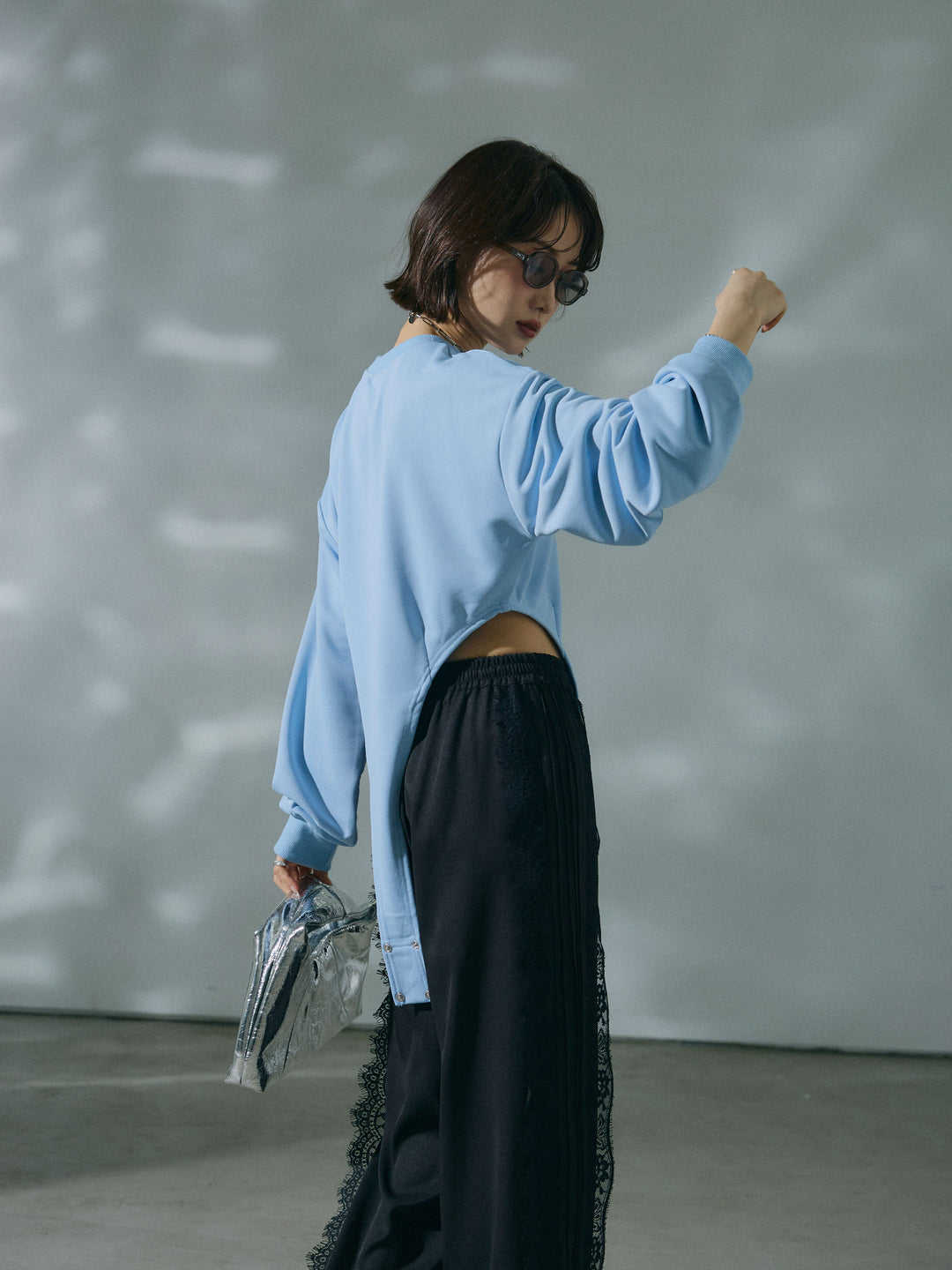 【Allure】[SET]スウェットボディスーツ+サイドピンタックレースイージーワイドパンツ(2set)