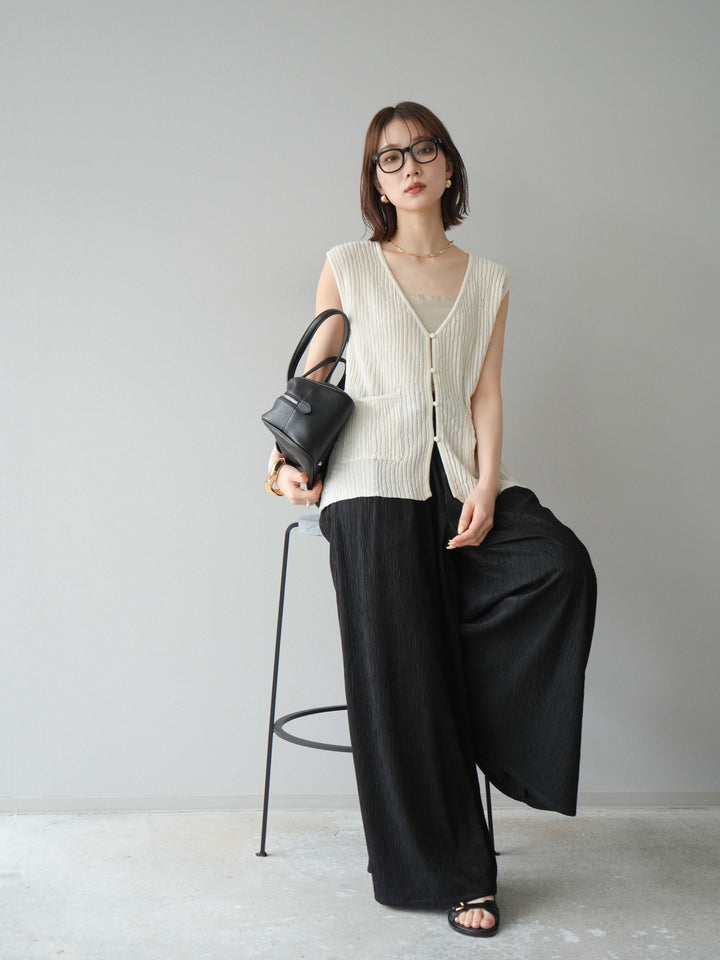 【預購】波浪夏季針織背心/米白色