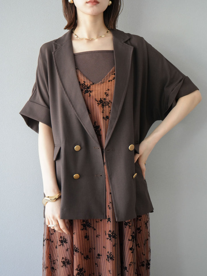 [予約]フロッキーチュールレイヤードベロアキャミワンピース/オレンジ