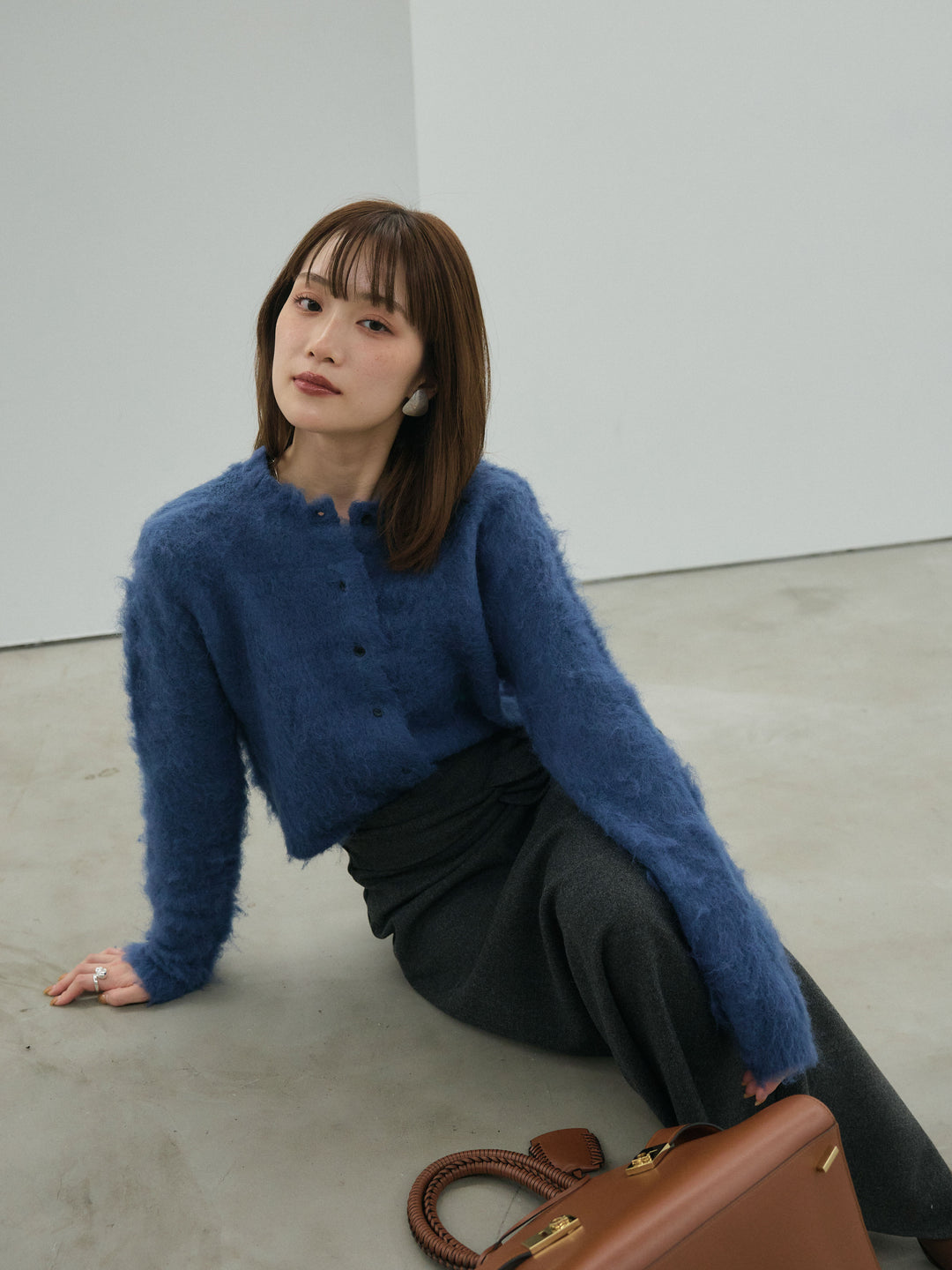 【Allure】[SET]モヘアタッチクロップドニットプルオーバー+モヘアタッチクロップドニットプルオーバー(2set)