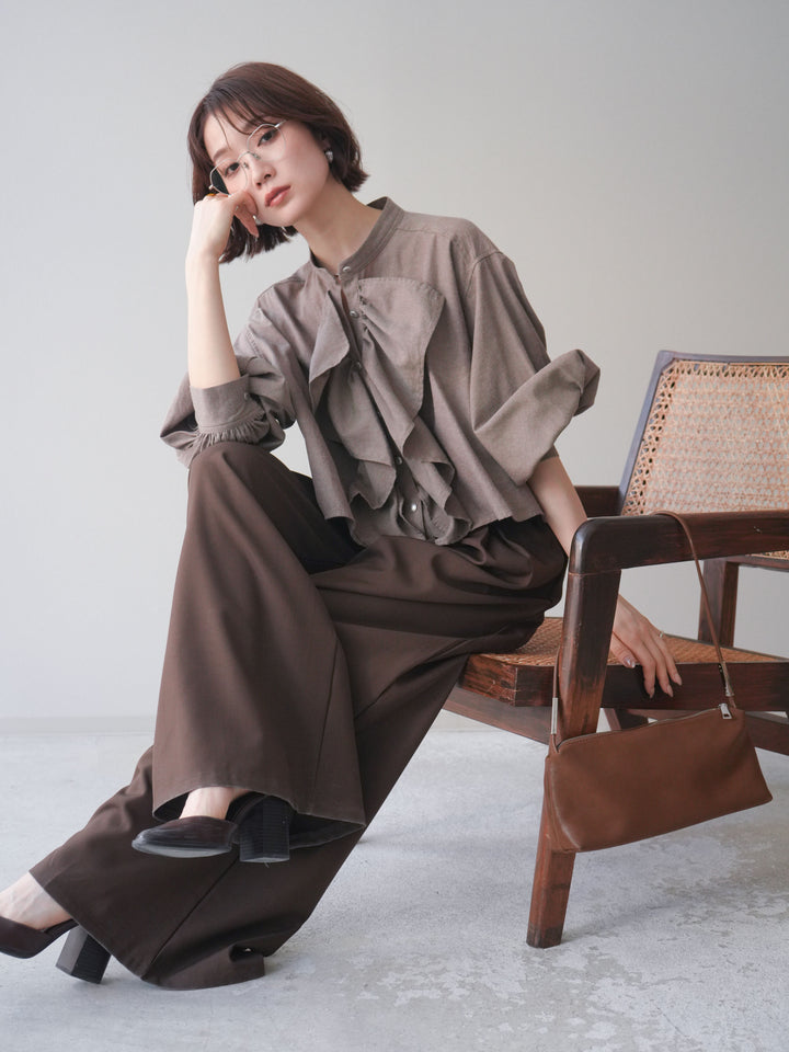 [SET]ラッフルフレアショートブラウス+ラッフルフレアショートブラウス(2set)