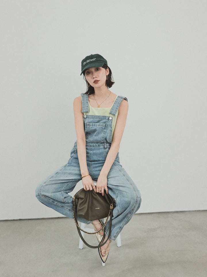 [予約]センターシームデニムサロペット /ライトブルー