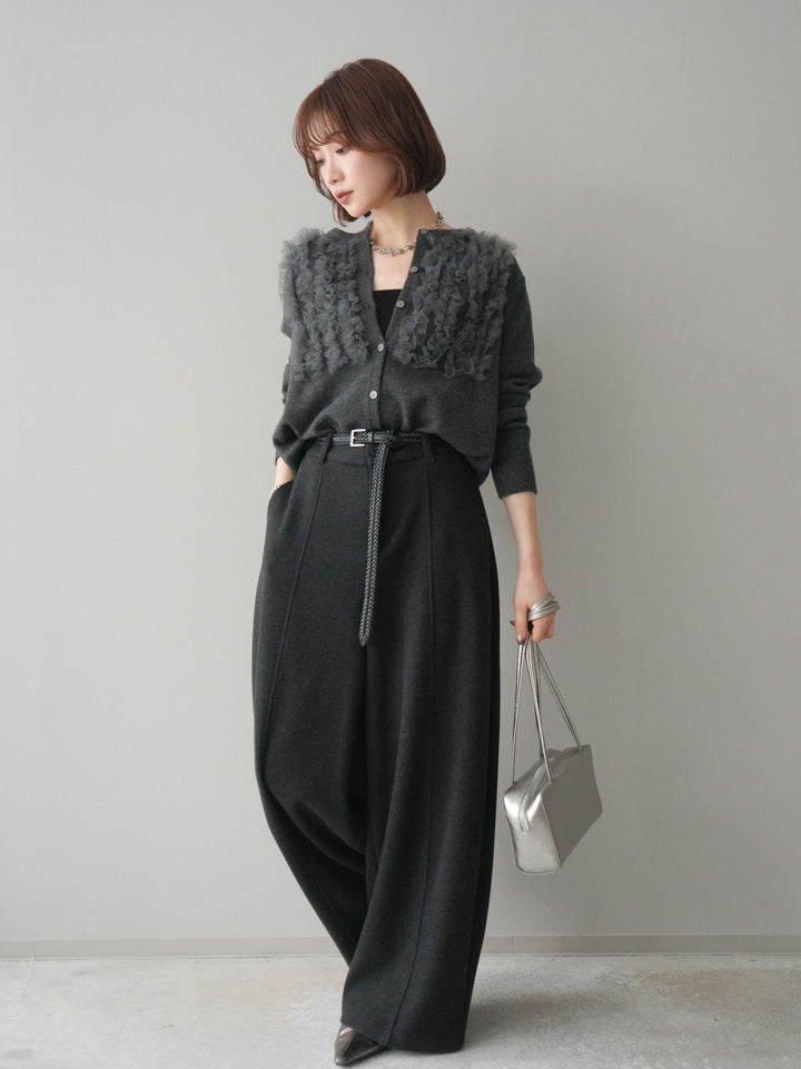 [予約]ウールタッチカーブパンツ/darkgray