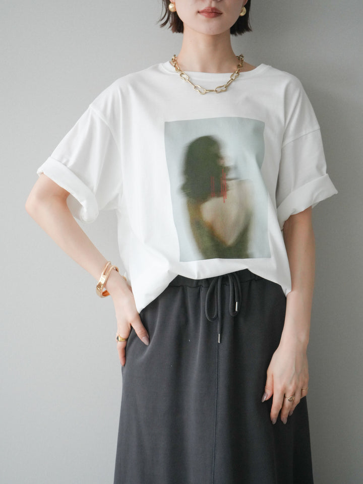 [予約]ブラーアートフォトTシャツ/off1