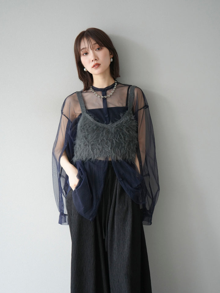 [予約]シャギーニットビスチェ/チャコール