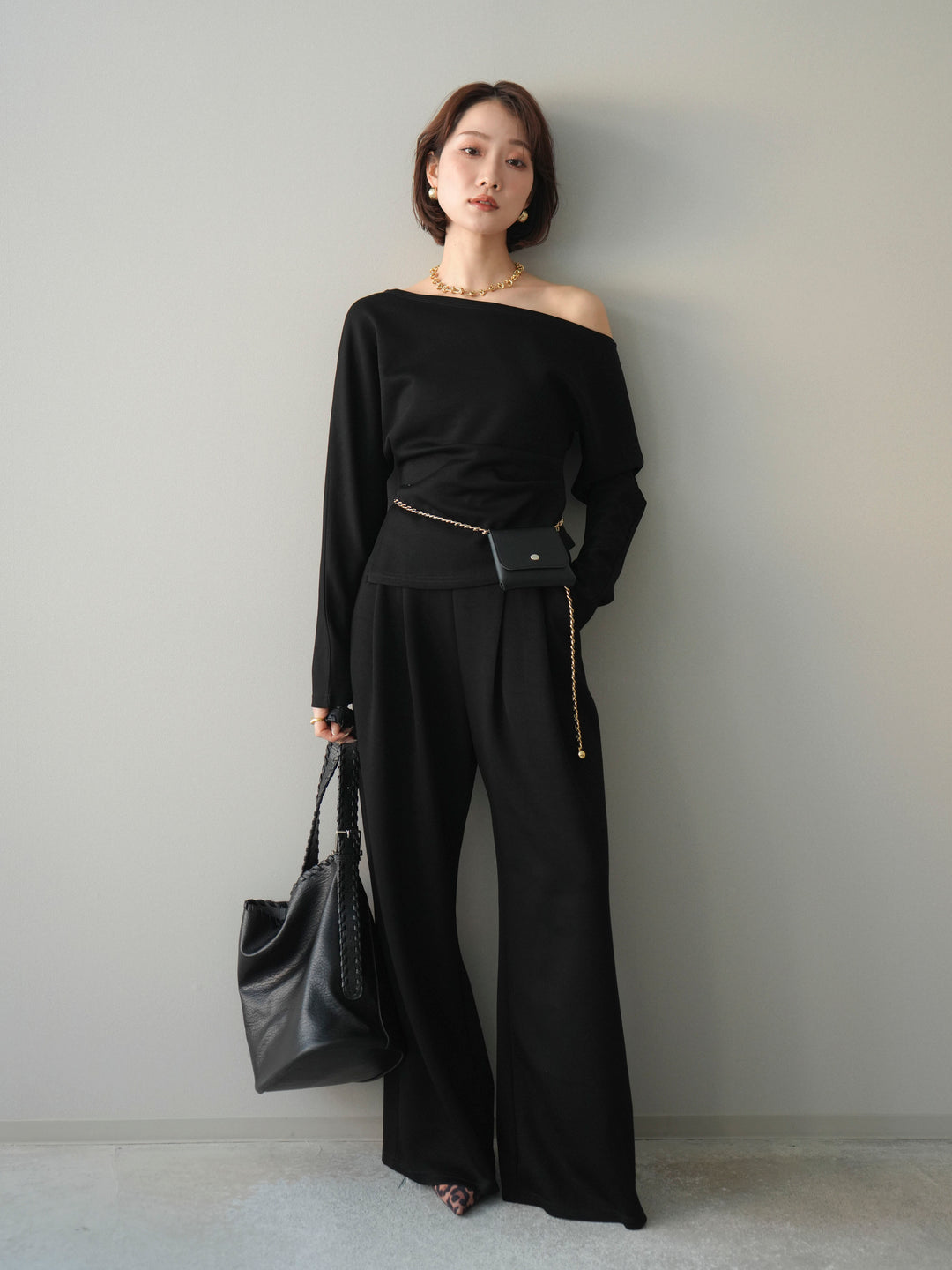 [SET]ライトポンチワンショルタックトップス＆パンツSETUP