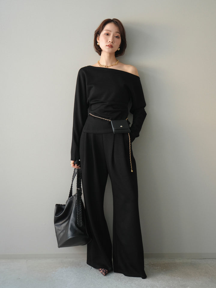 [SET]ライトポンチワンショルタックトップス＆パンツSETUP