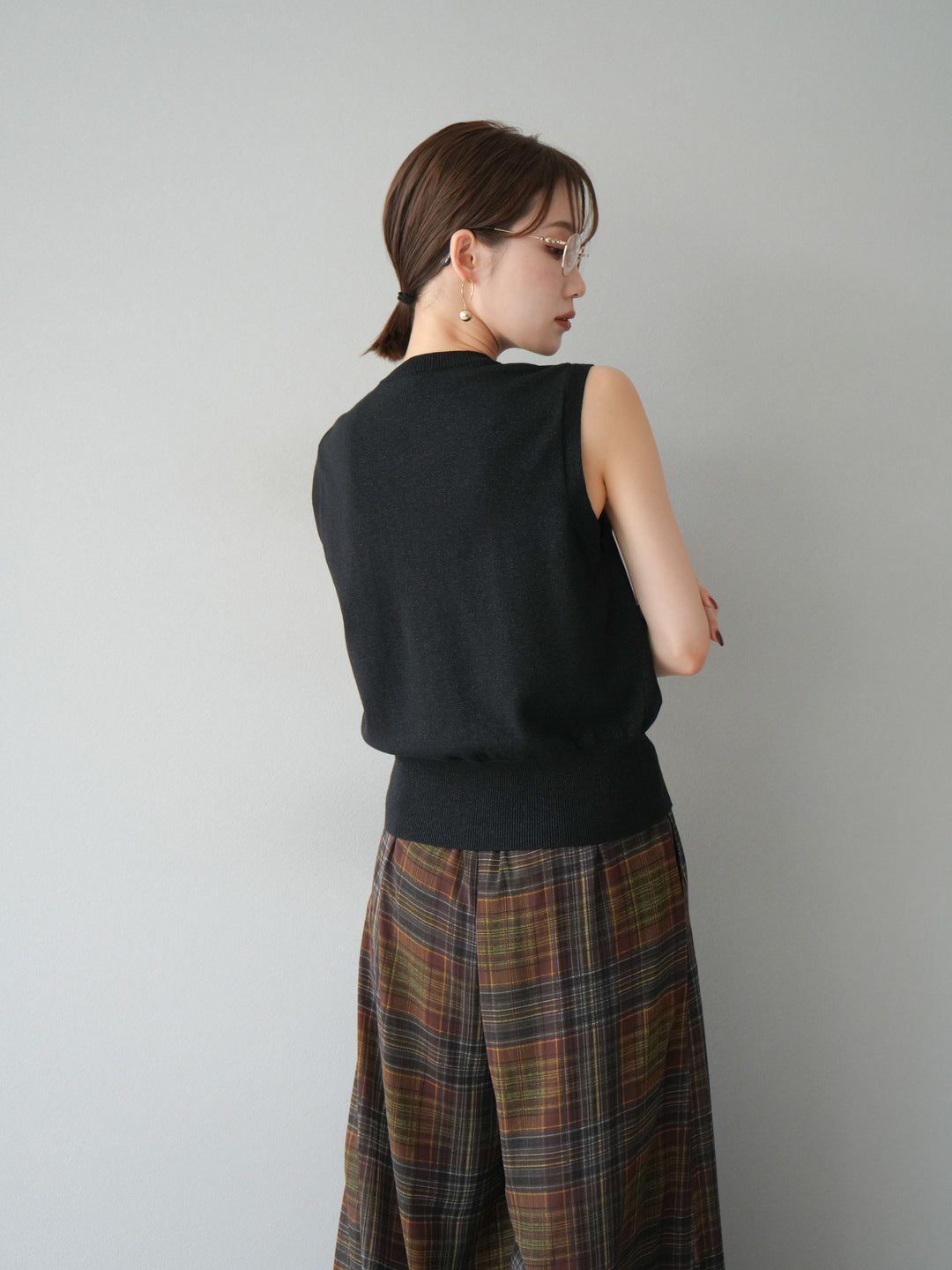 [予約]ラメニットベスト/ブラック