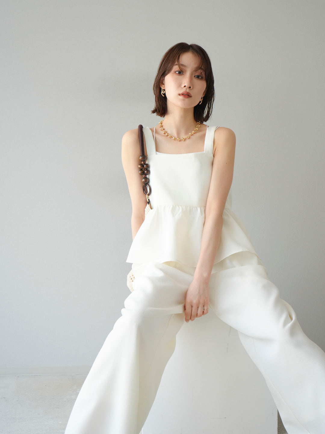 [予約]リネンライクビスチェ/アイボリー