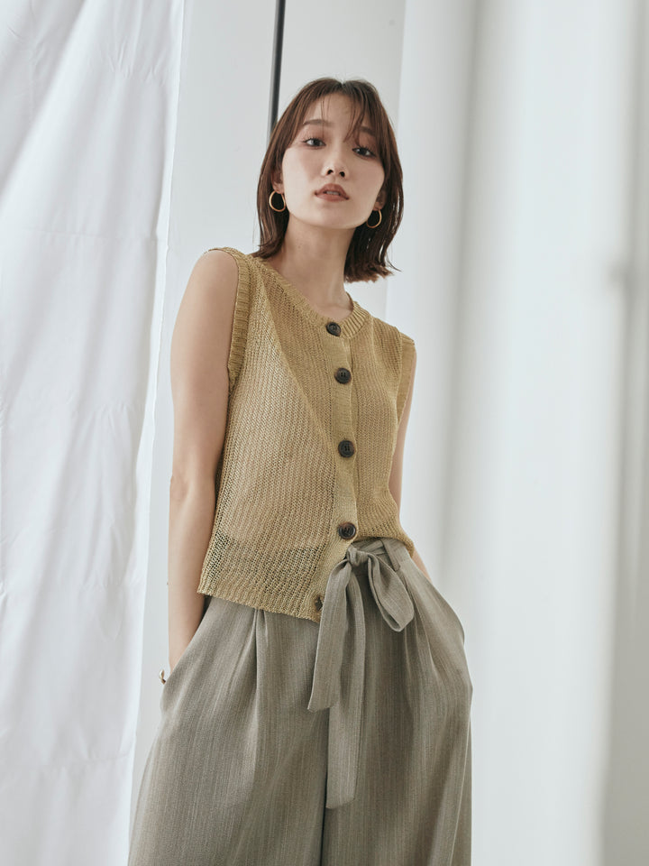 [預購] 細繩針織背心/金色
