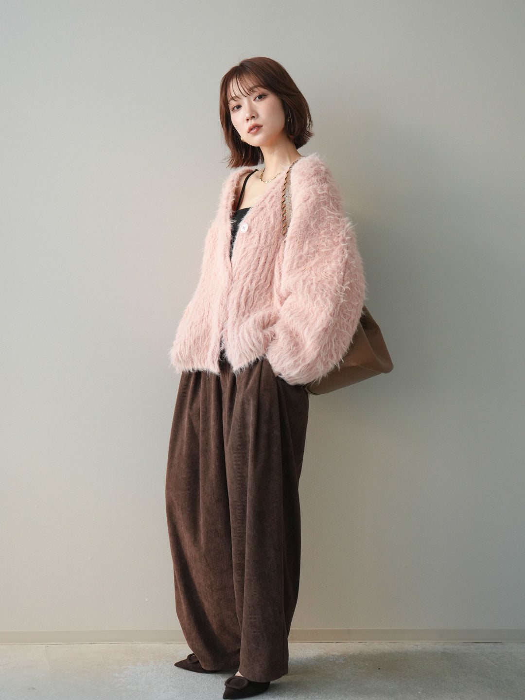 [予約]コーデュロイサイドタックコクーンパンツ/brown