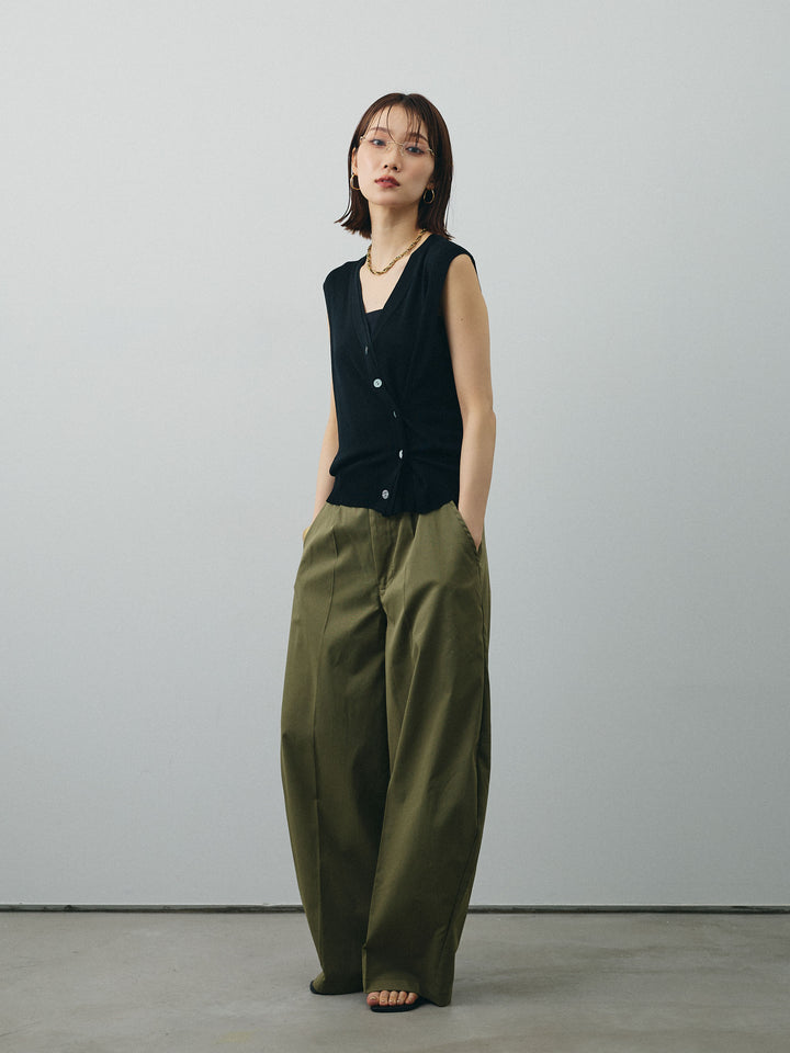 [SET]クールタッチ2WAYデザインニットベスト+コクーンワイドチノパンツ(2set)