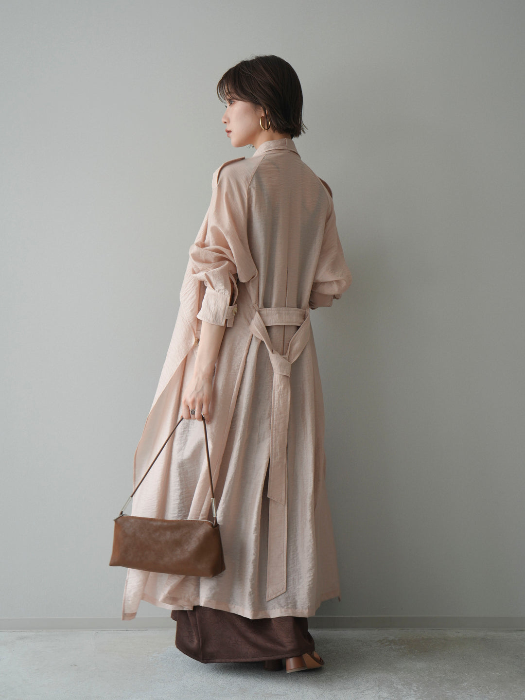 [予約]サテンレースレイヤードキャミワンピース/brown