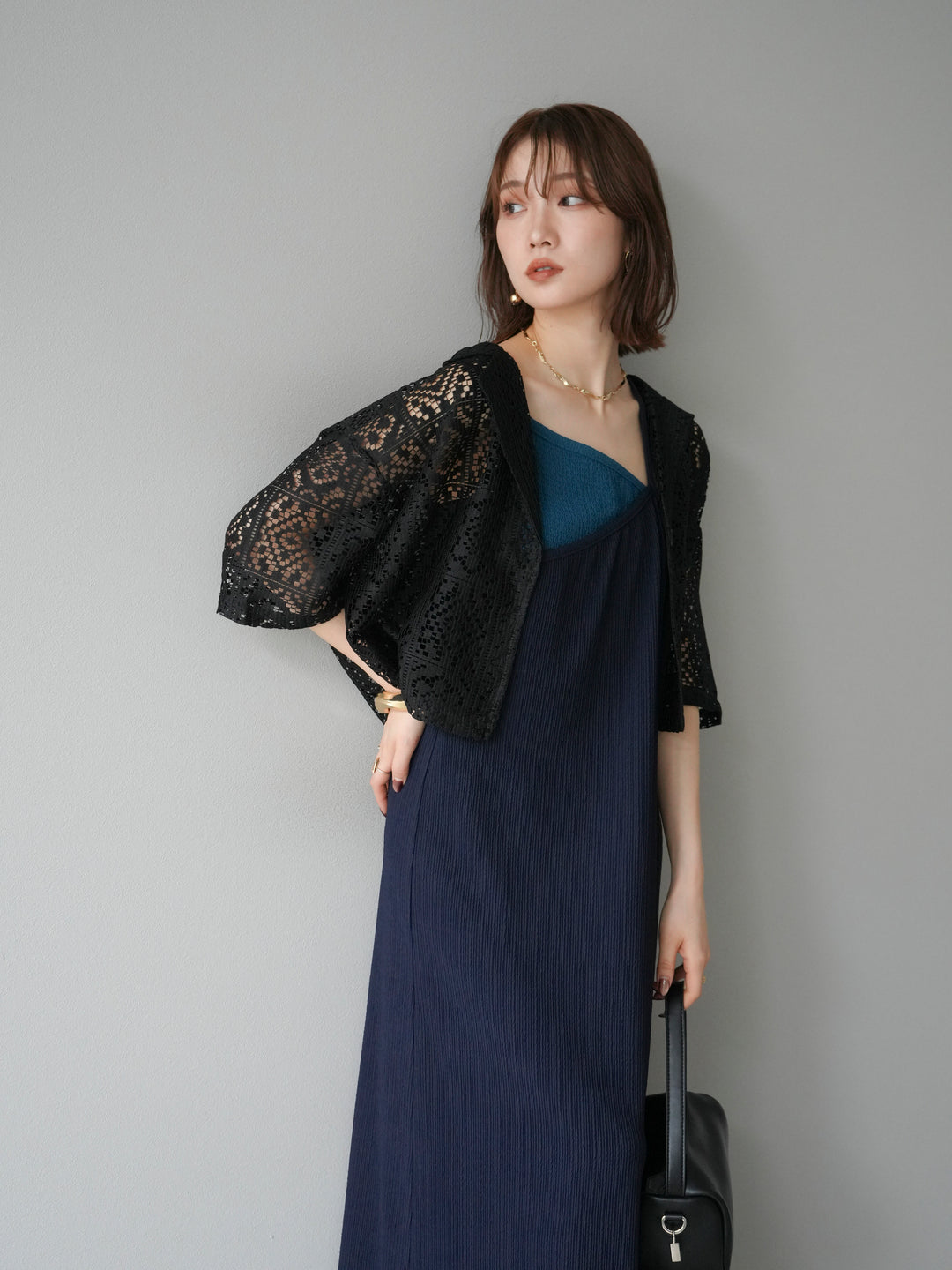 [予約]レースハーフショートジャケット/ブラック