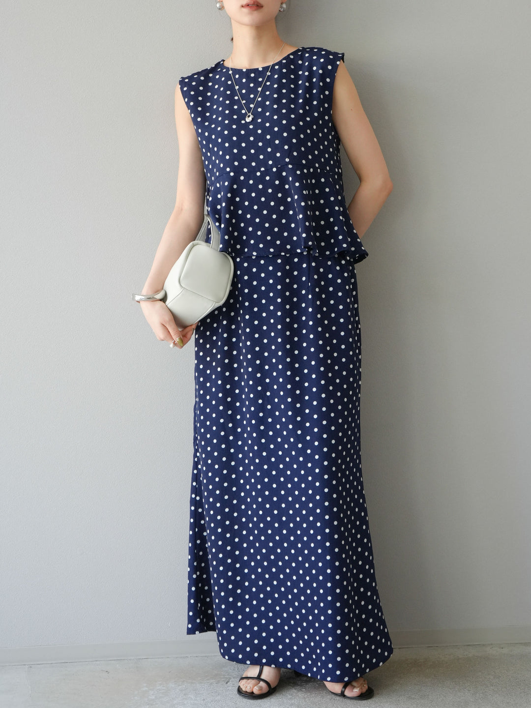 [予約]ドットぺプラムトップス/ネイビー