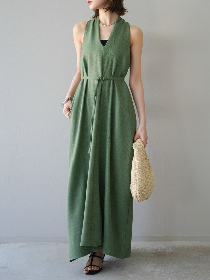 [予約]ループデザインムラ染めワンピース/グリーン