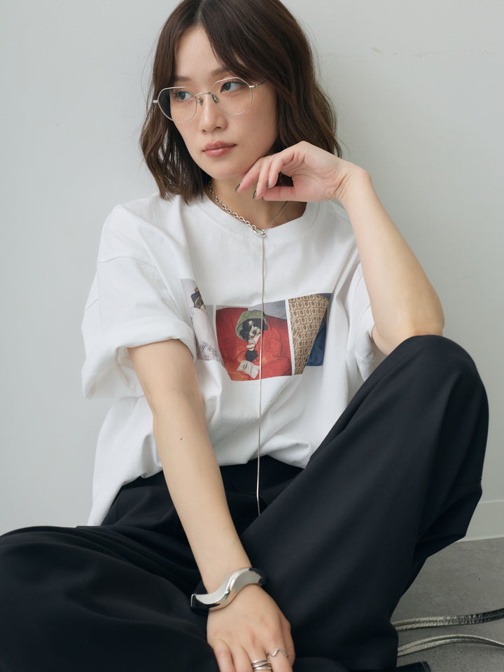 [SET]スリードッグフォトボックスTEE+アシンメトリーベルトタックワイドパンツ(2set)