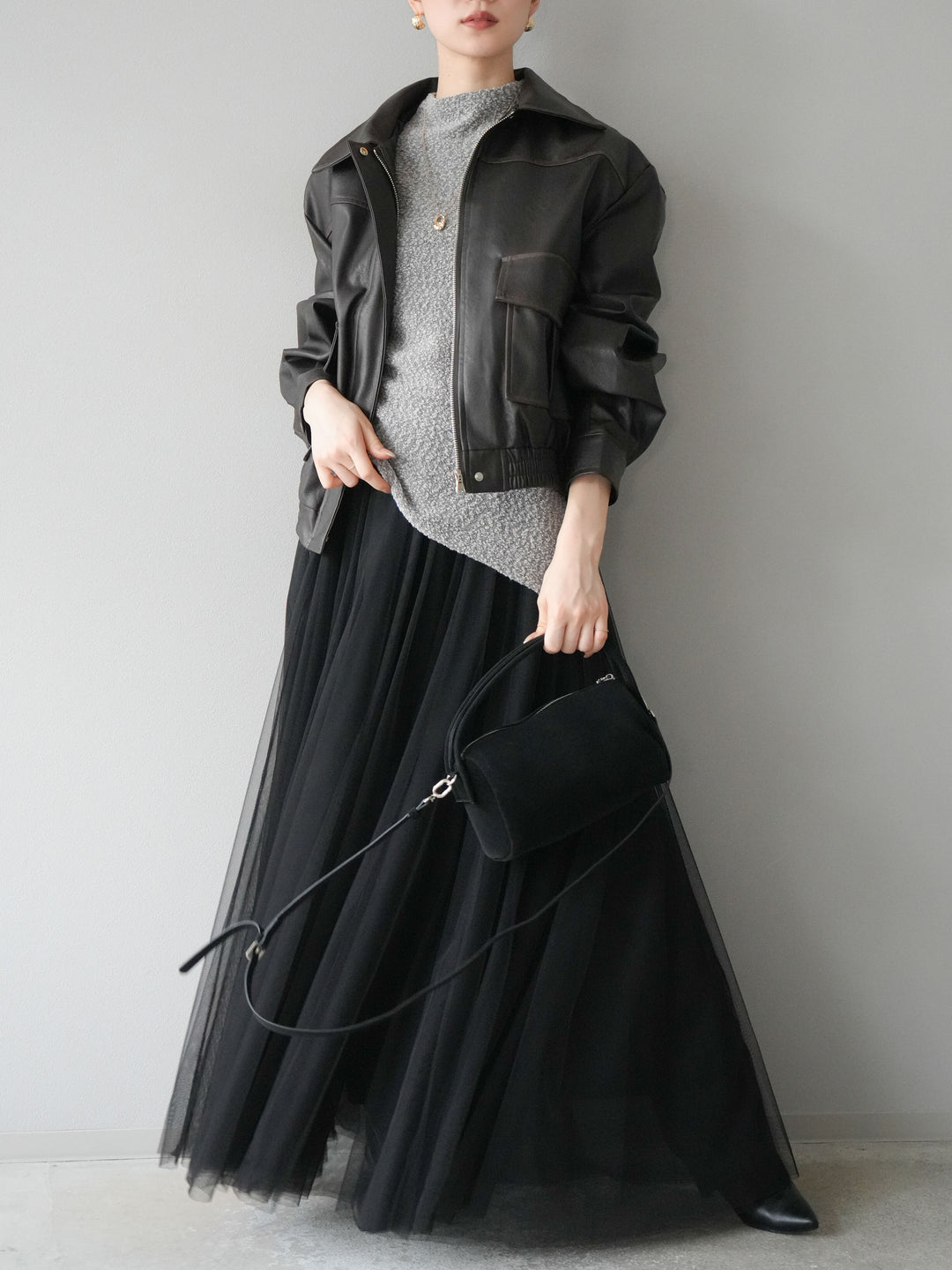 [予約]チュールボリュームスカート/ブラック