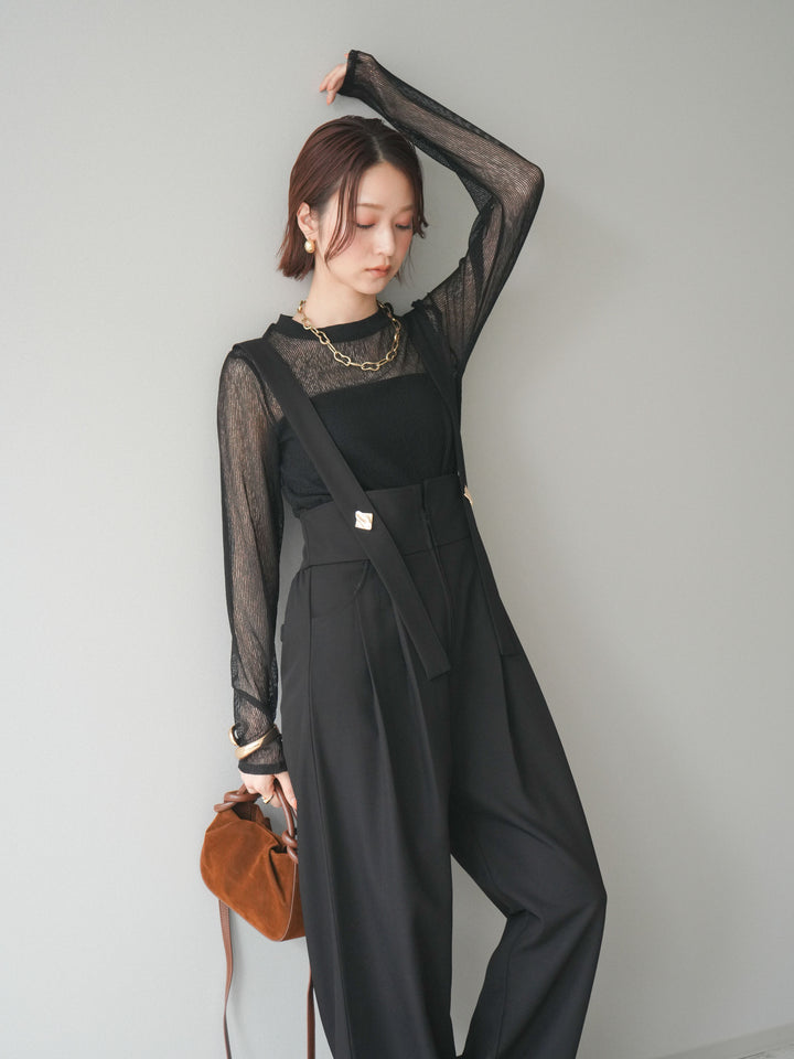 [予約]シアーストライプメッシュトップス/black