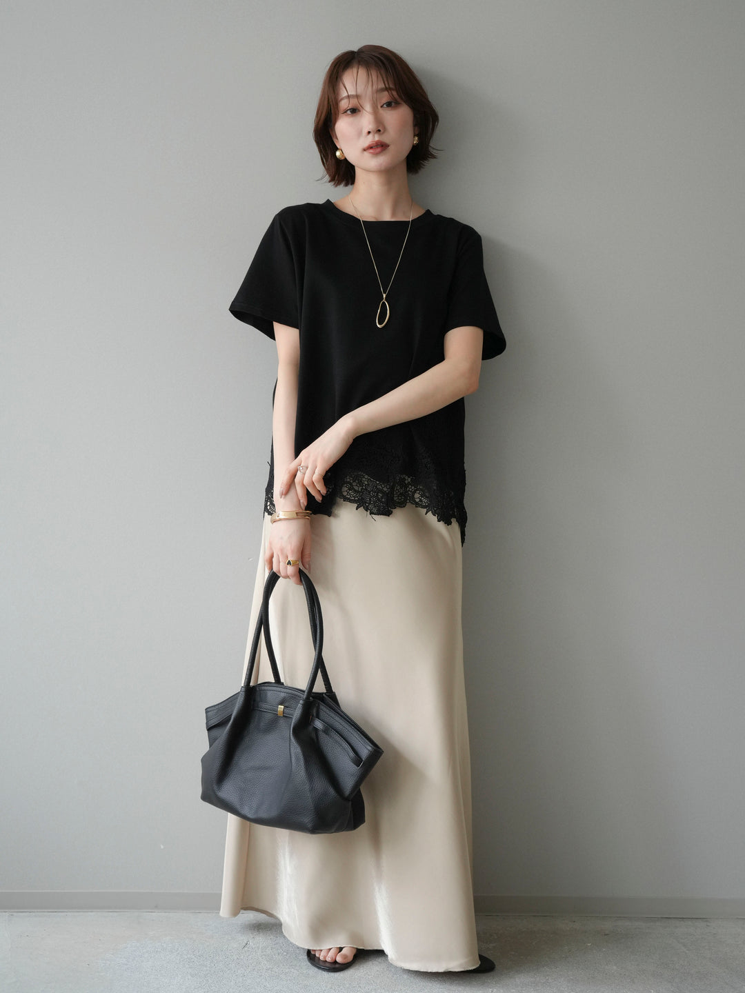 [予約]ドレープサテンスカート /yellow