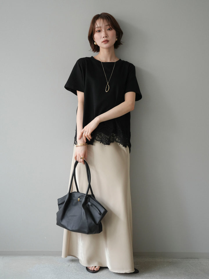 [予約]ドレープサテンスカート /yellow