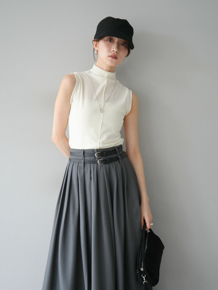 [予約]シアーベロアプチネックノースリーブトップス/アイボリー