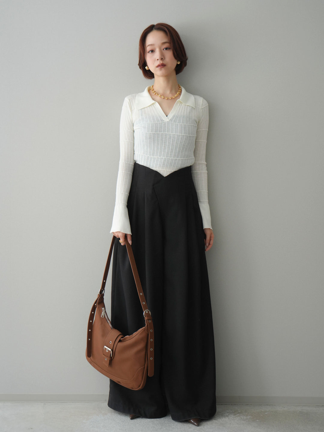 [予約]シアーリブスキッパーニットトップス/ivory