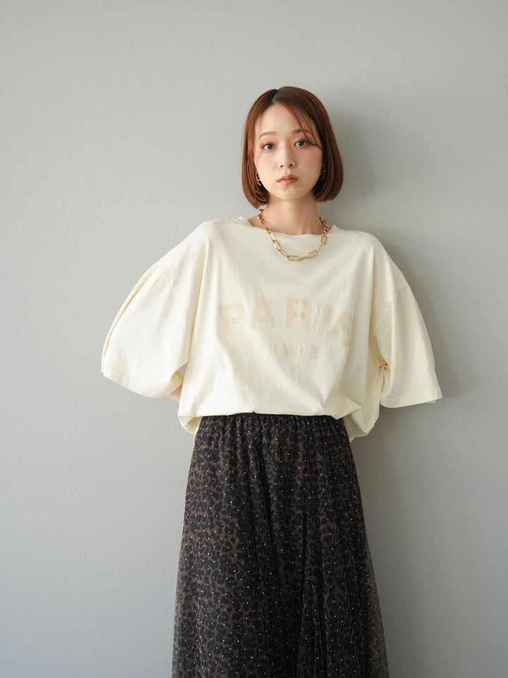 [予約]ピグメントロゴプリントTシャツ/アイボリー