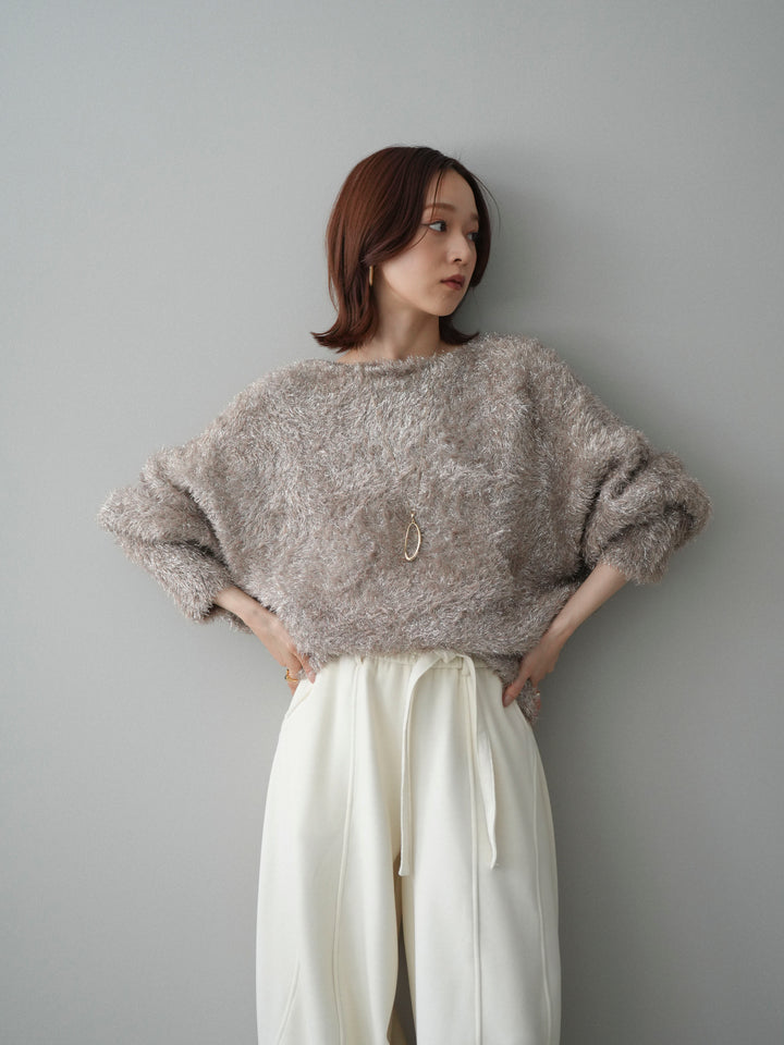 [予約]ラメシャギードルマンニットプルオーバー/beige